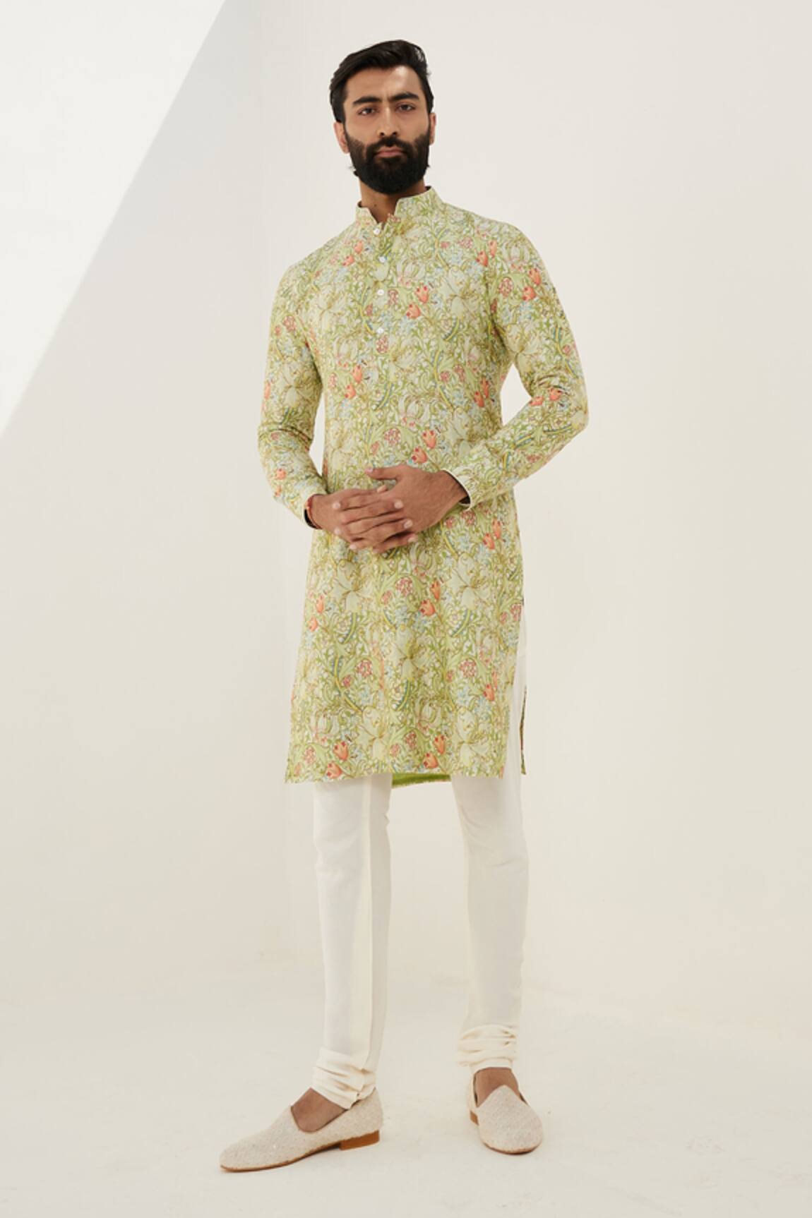Arjan Dugal Garden Print Kurta With Churidar 