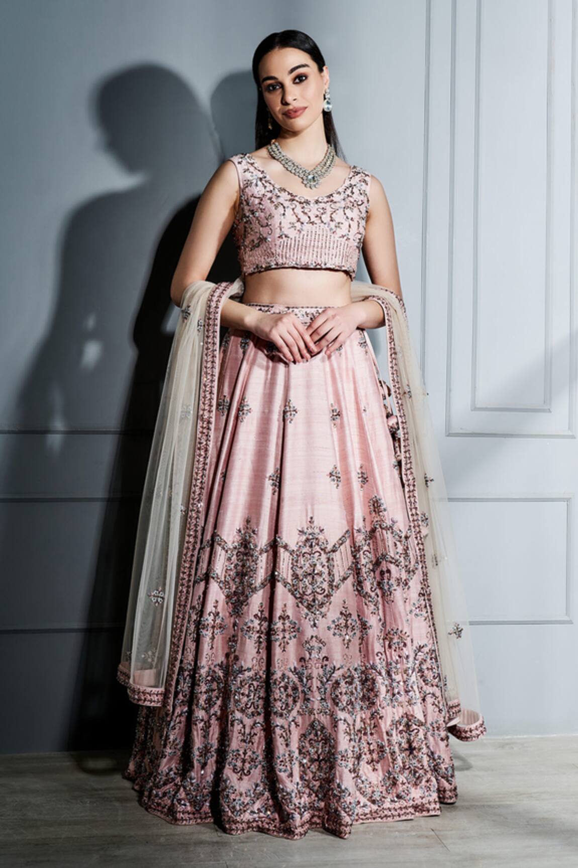 Sammohi By Moksha And Hiral Crystal Hand Embroidered Bridal Lehenga Set