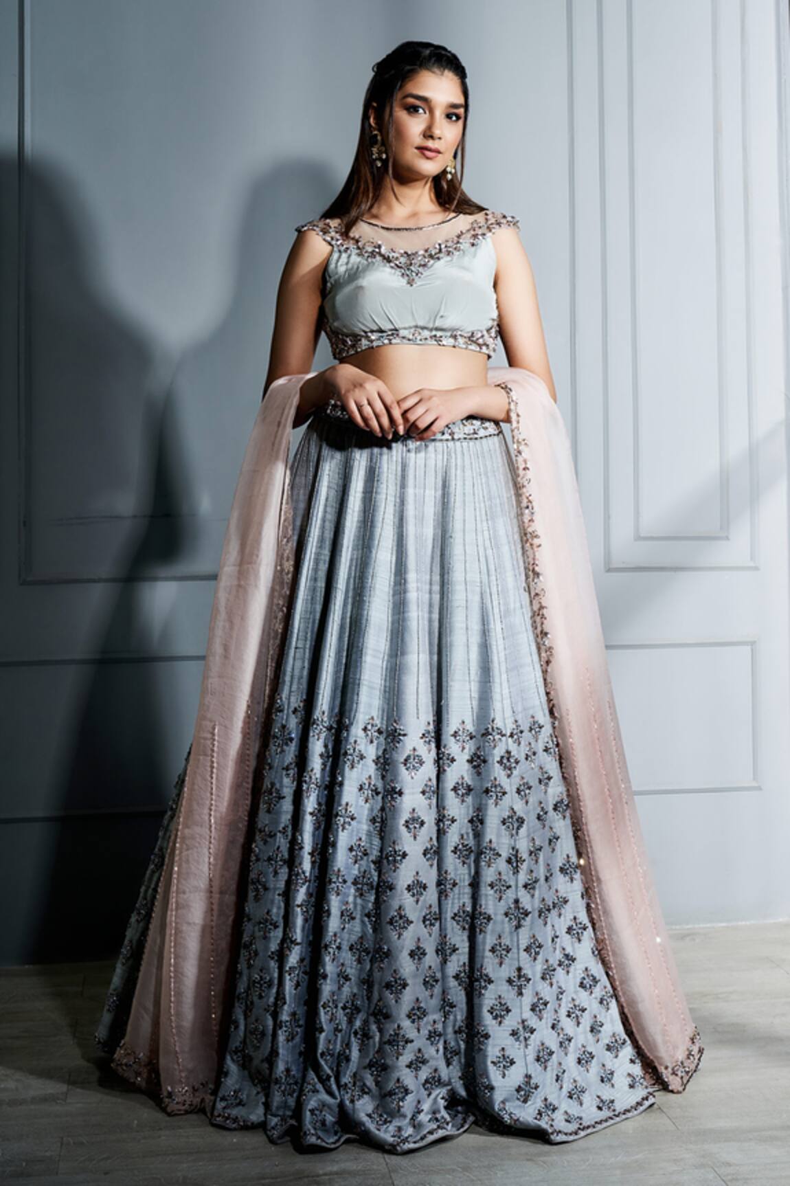 Sammohi By Moksha And Hiral Embroidered Blouse Lehenga Set 