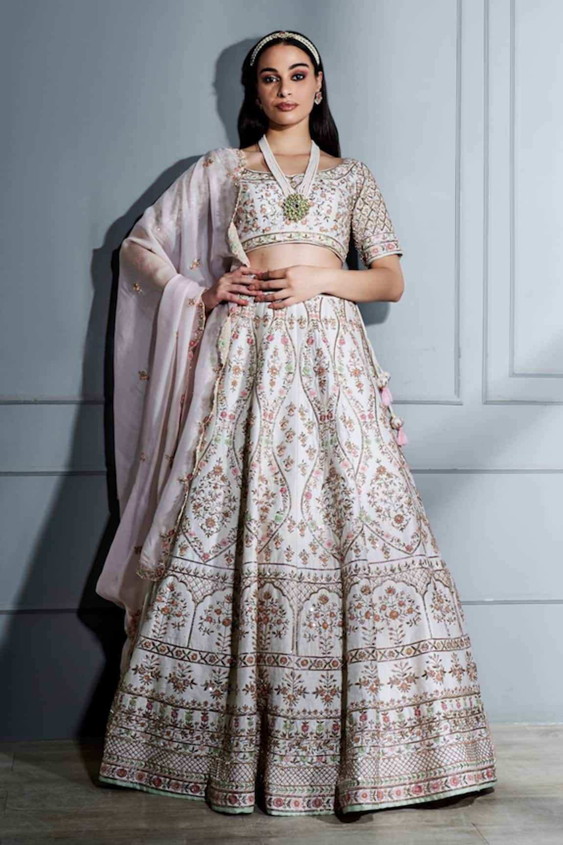 Sammohi By Moksha And Hiral Floral Embroidered Blouse Bridal Lehenga Set 