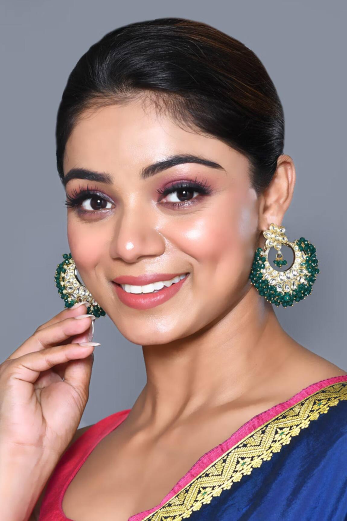 Nayaab by Aleezeh Kundan Embellished Chandbali Earrings