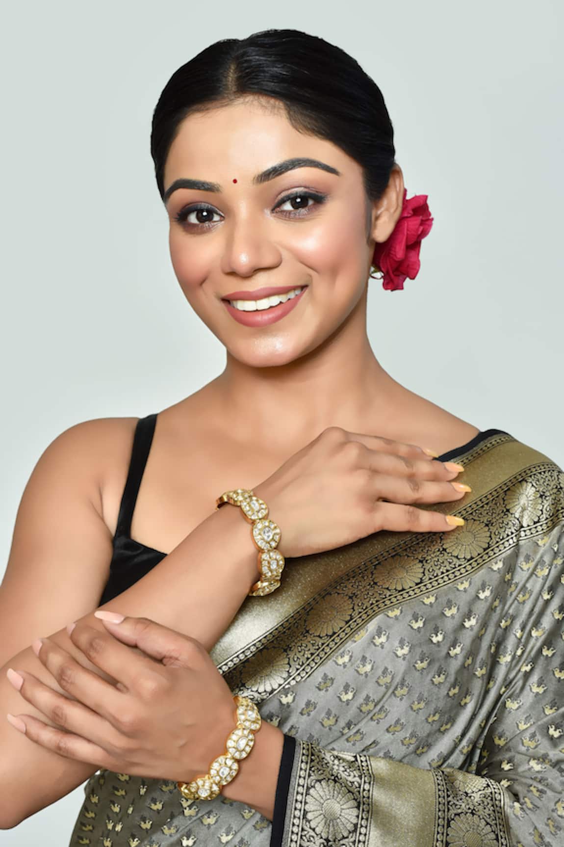 Vivinia By Vidhi Mehra Embellished Kundan Polki Stones Bangles - Set of 2 