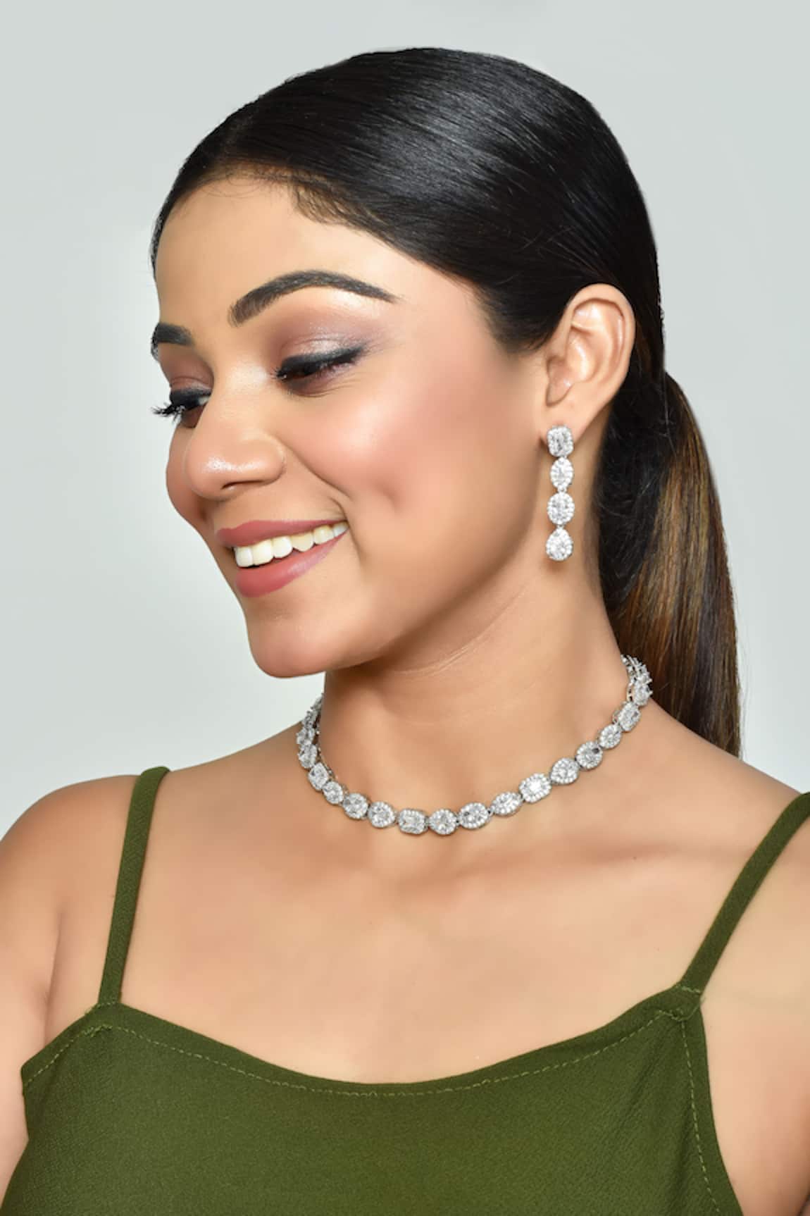Vivinia By Vidhi Mehra Zircon Diamonds Studded Choker Necklace Set 