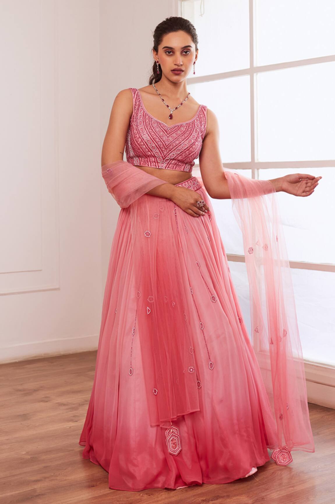 Sonal Pasrija Ombre Embroidered Lehenga Set