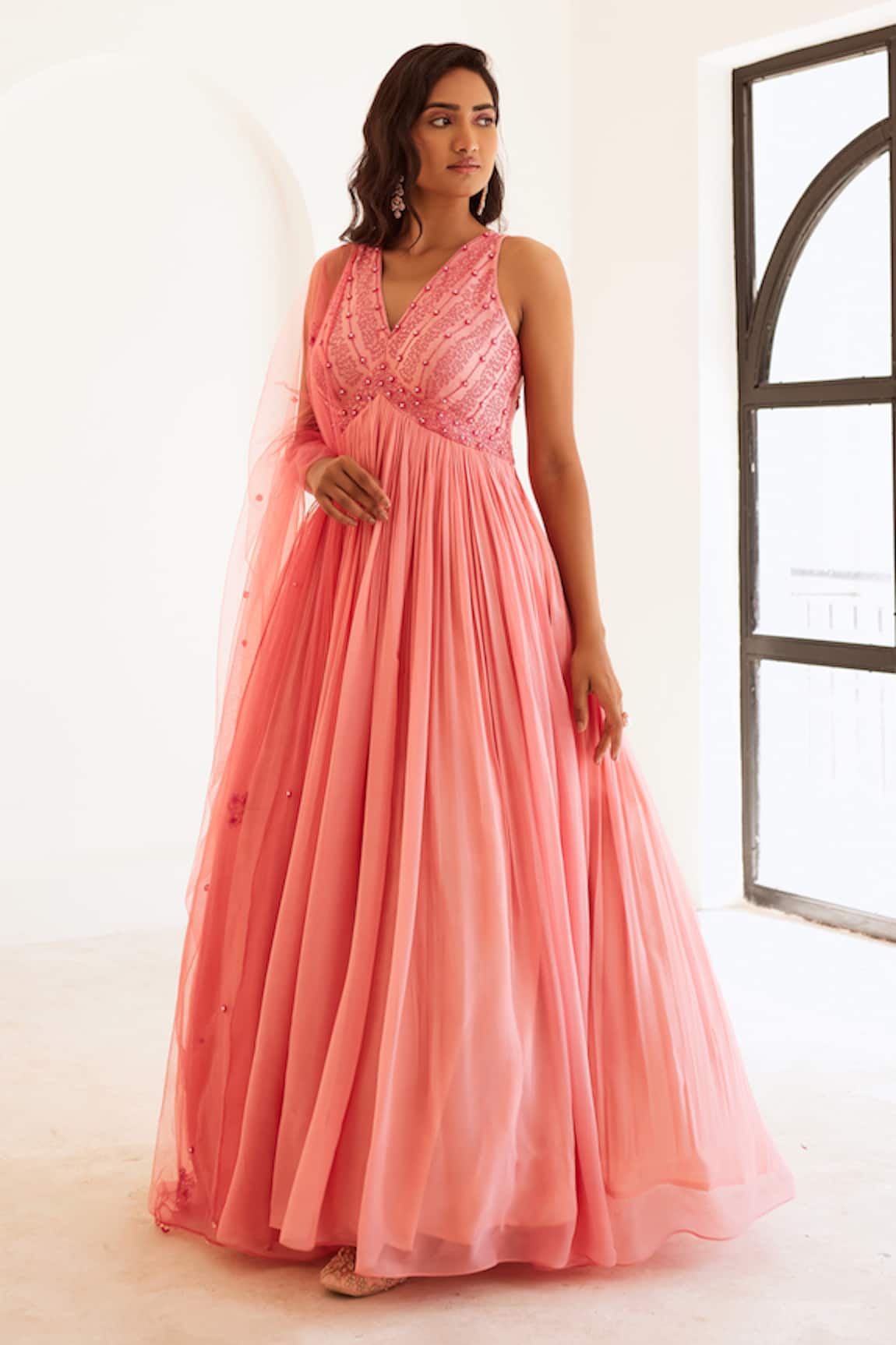 Sonal Pasrija Cutdana Embellished Yoke Anarkali With Dupatta