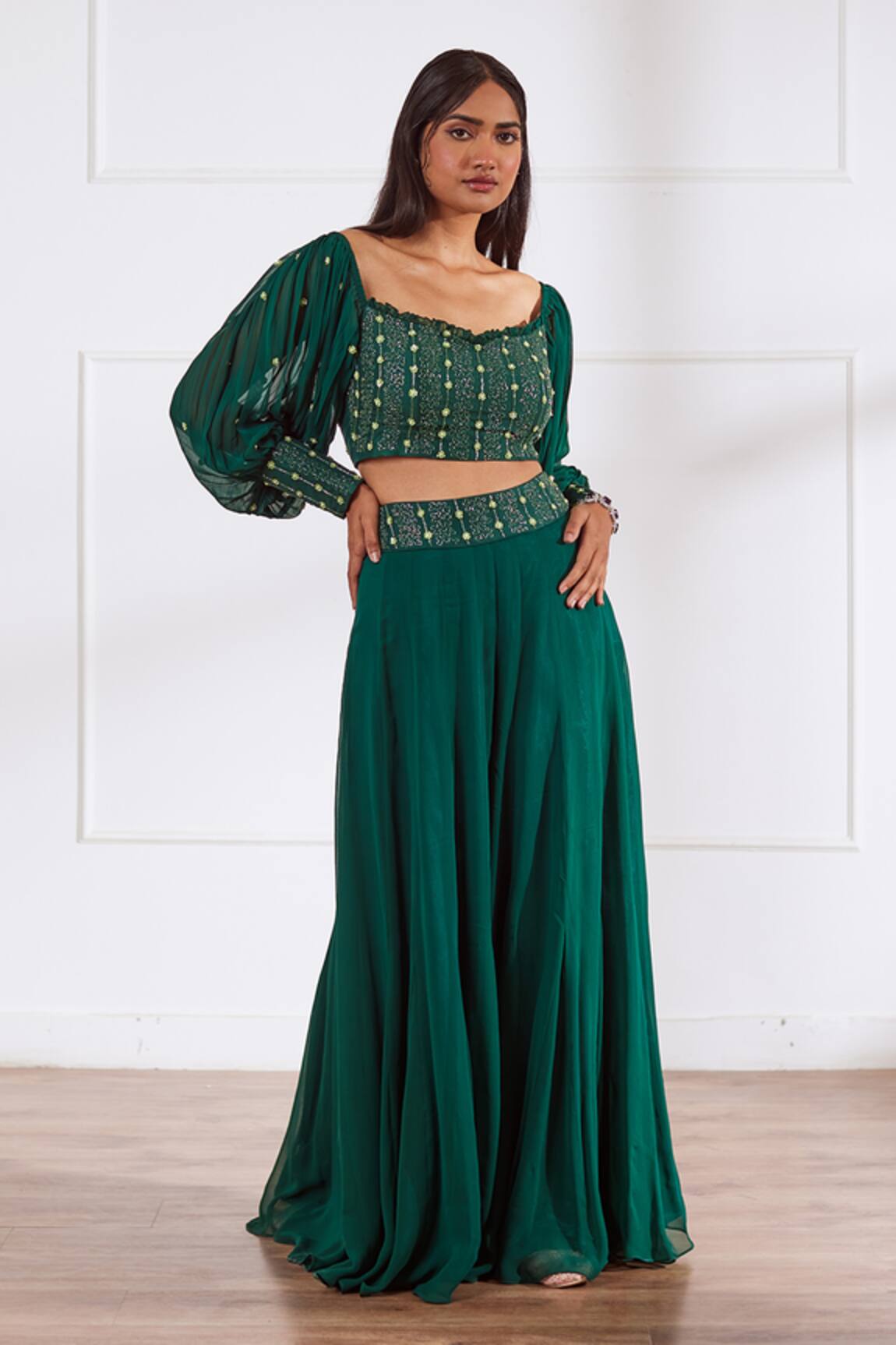 Sonal Pasrija Off Shoulder Sequin Embellished Top With Sharara