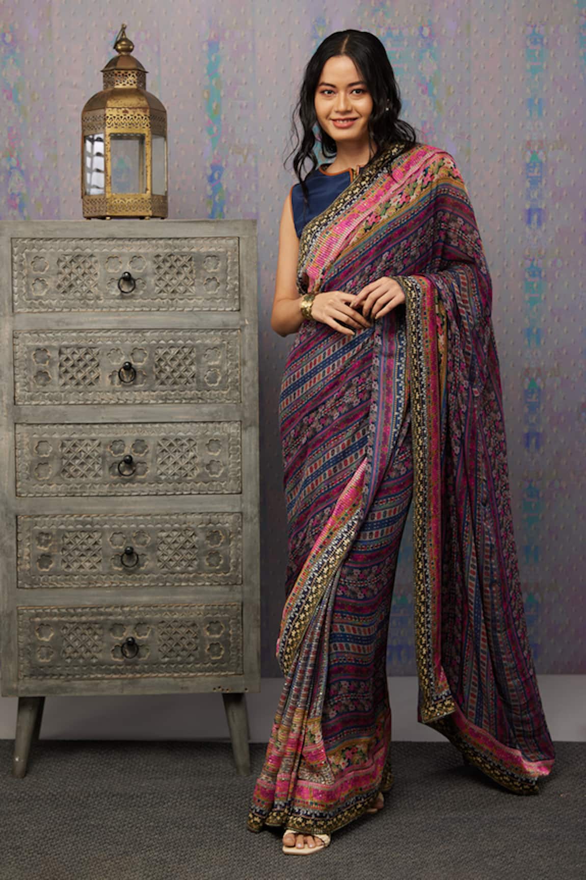 Soup by Sougat Paul Ikaya Printed Pre-Stitched Saree With Blouse