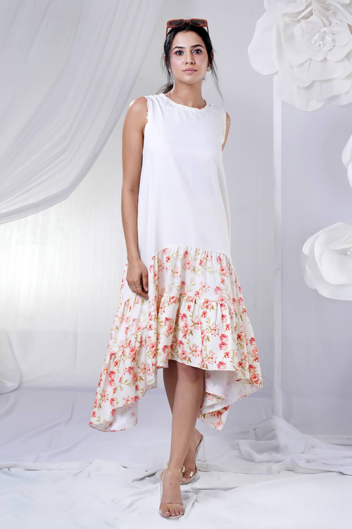 House Of TA-YA Cotton Floral Border Print Dress 