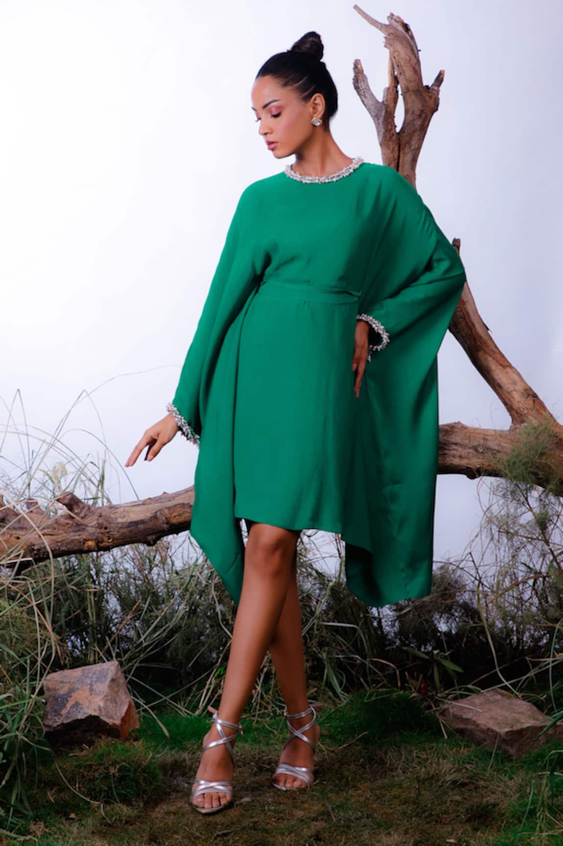 Omana By Ranjana Bothra Pearl Embellished Dress 