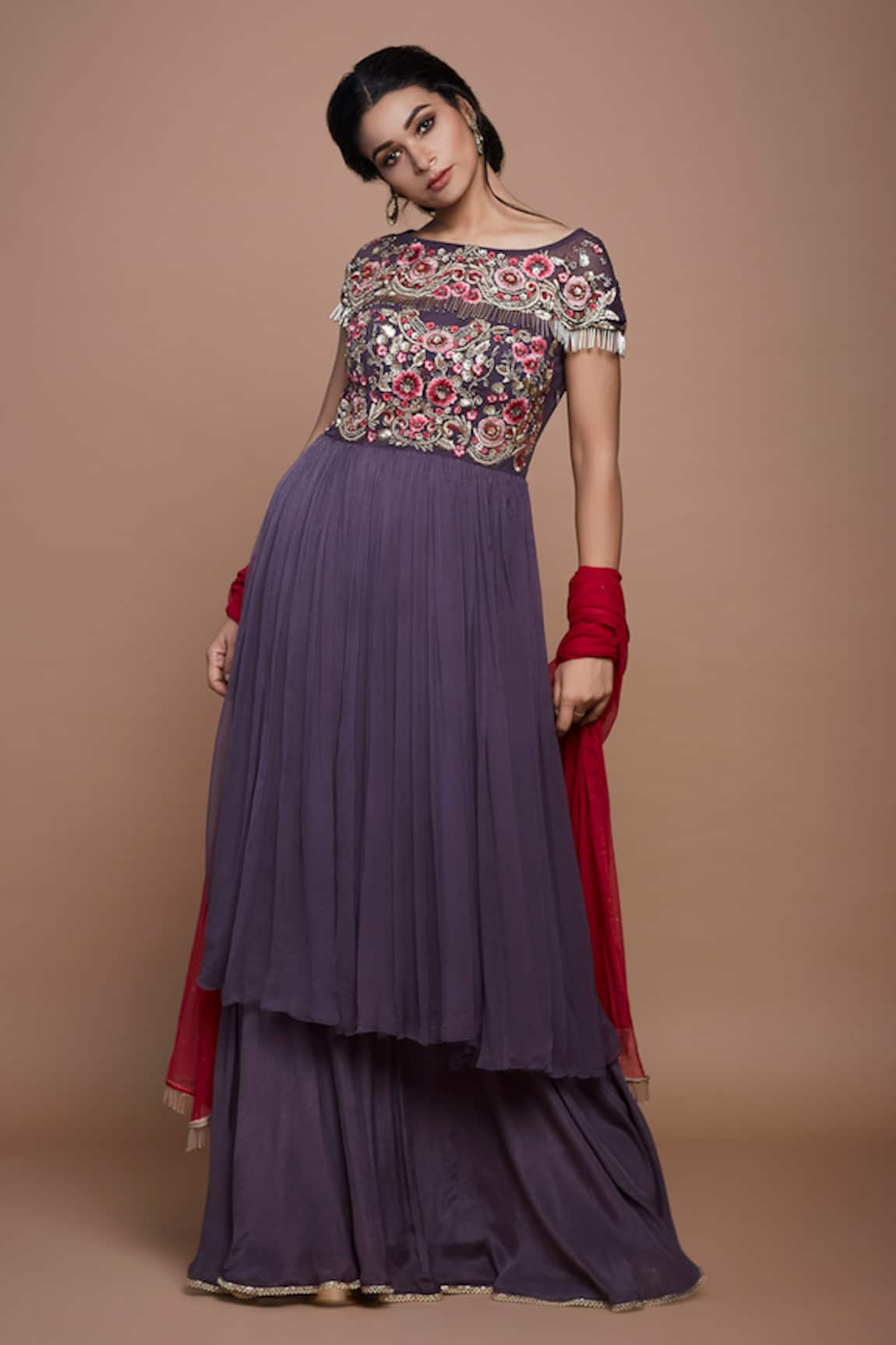 Vyasa By Urvi Bodice Embroidered Tunic Sharara Set 