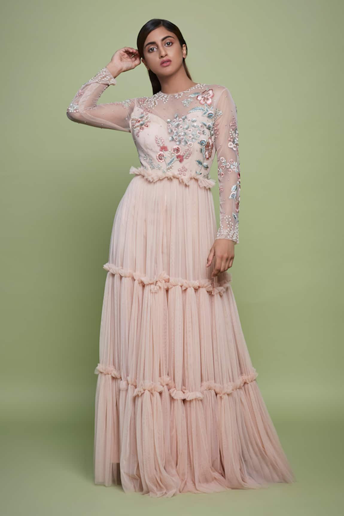 Vyasa by Urvi Floral Bloom Embroidered Bodice Gown