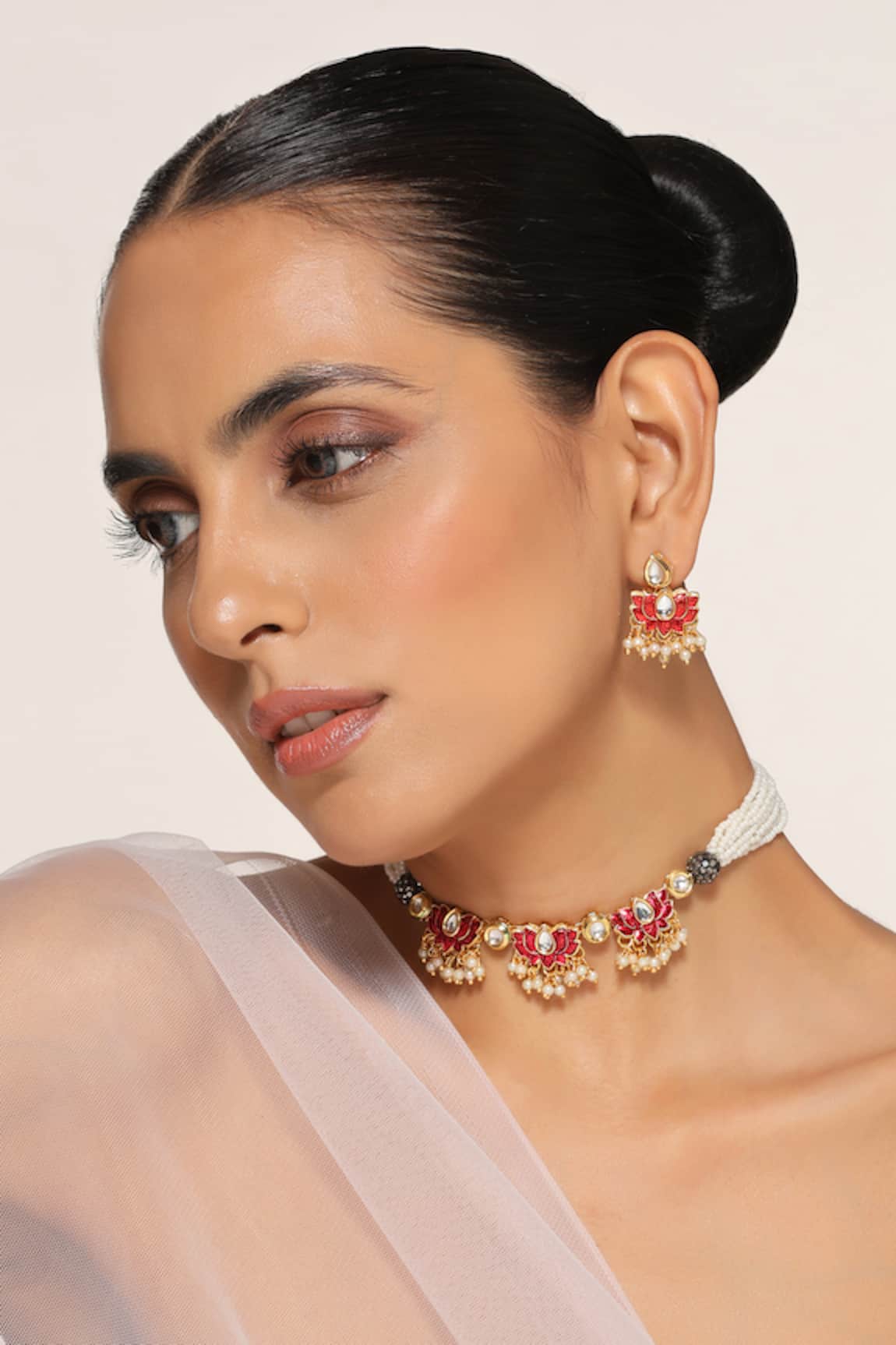 Swabhimann Pearl Embellished Necklace Set