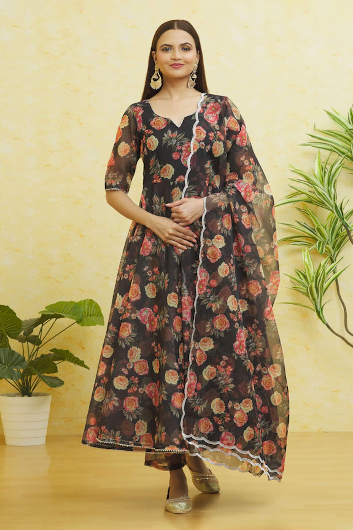 Samyukta Singhania Floral Print Anarkali Pant Set 