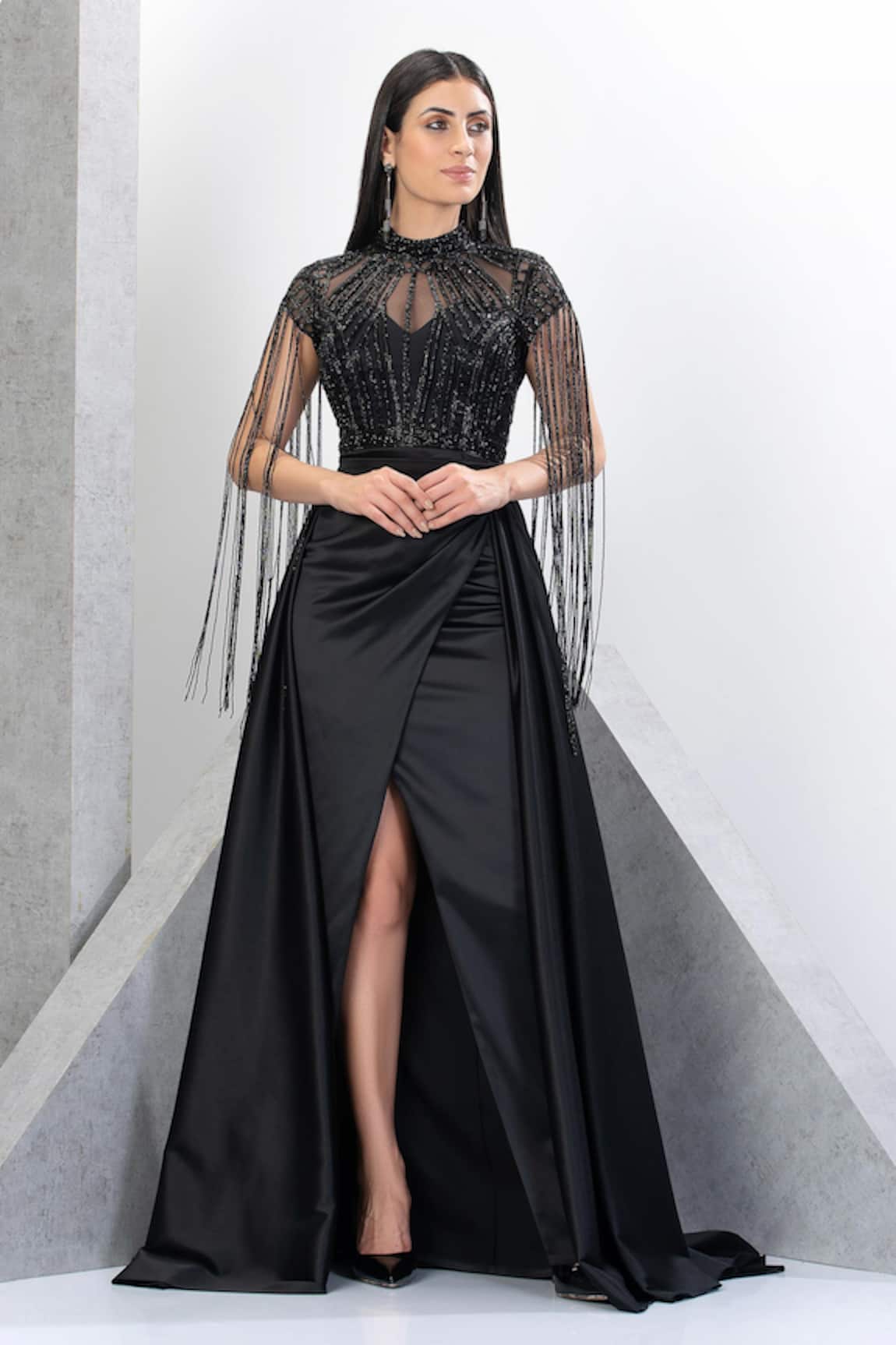Eli Bitton Princess Fringe Embroidered Gown With Skirt