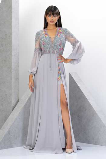 Eli Bitton Yoke Embroidered Gown 