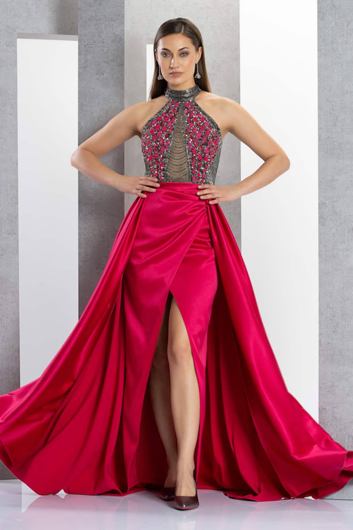 Eli Bitton Andrea Bodice Embroidered Gown With Skirt
