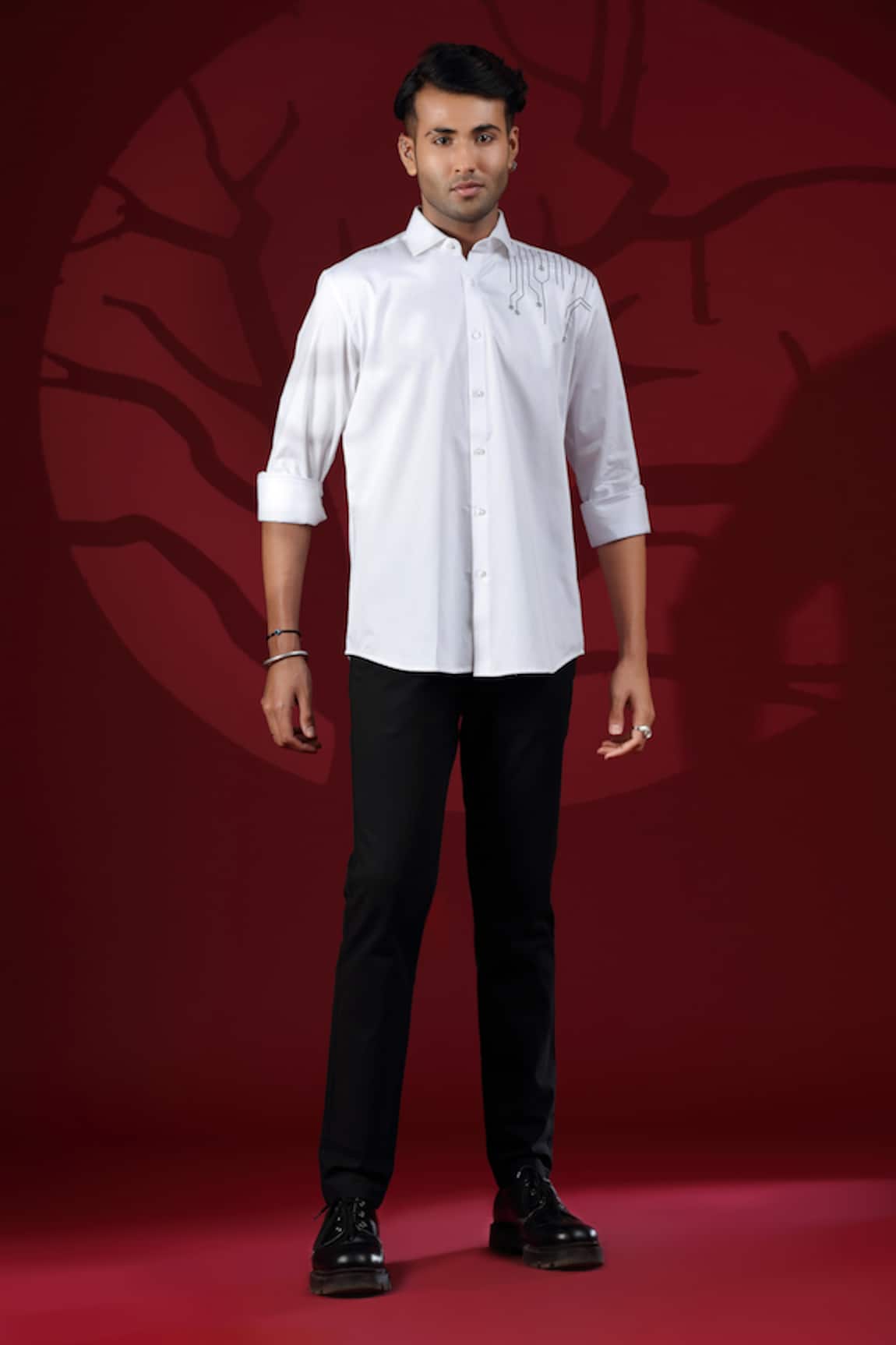 Albino By Nilesh Mitesh Cotton Placement Embroidered Shirt