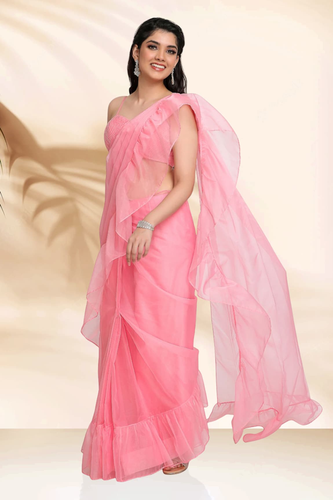 Sanjana Thakur Pre-Draped Saree With Pleated Blouse