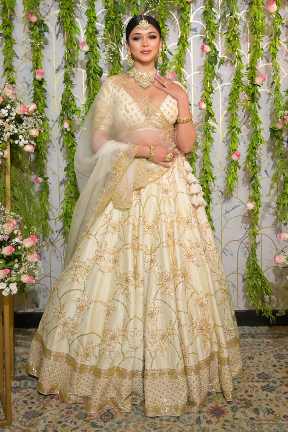 Sanjana Thakur Floral Hand Embroidered Bridal Lehenga Set