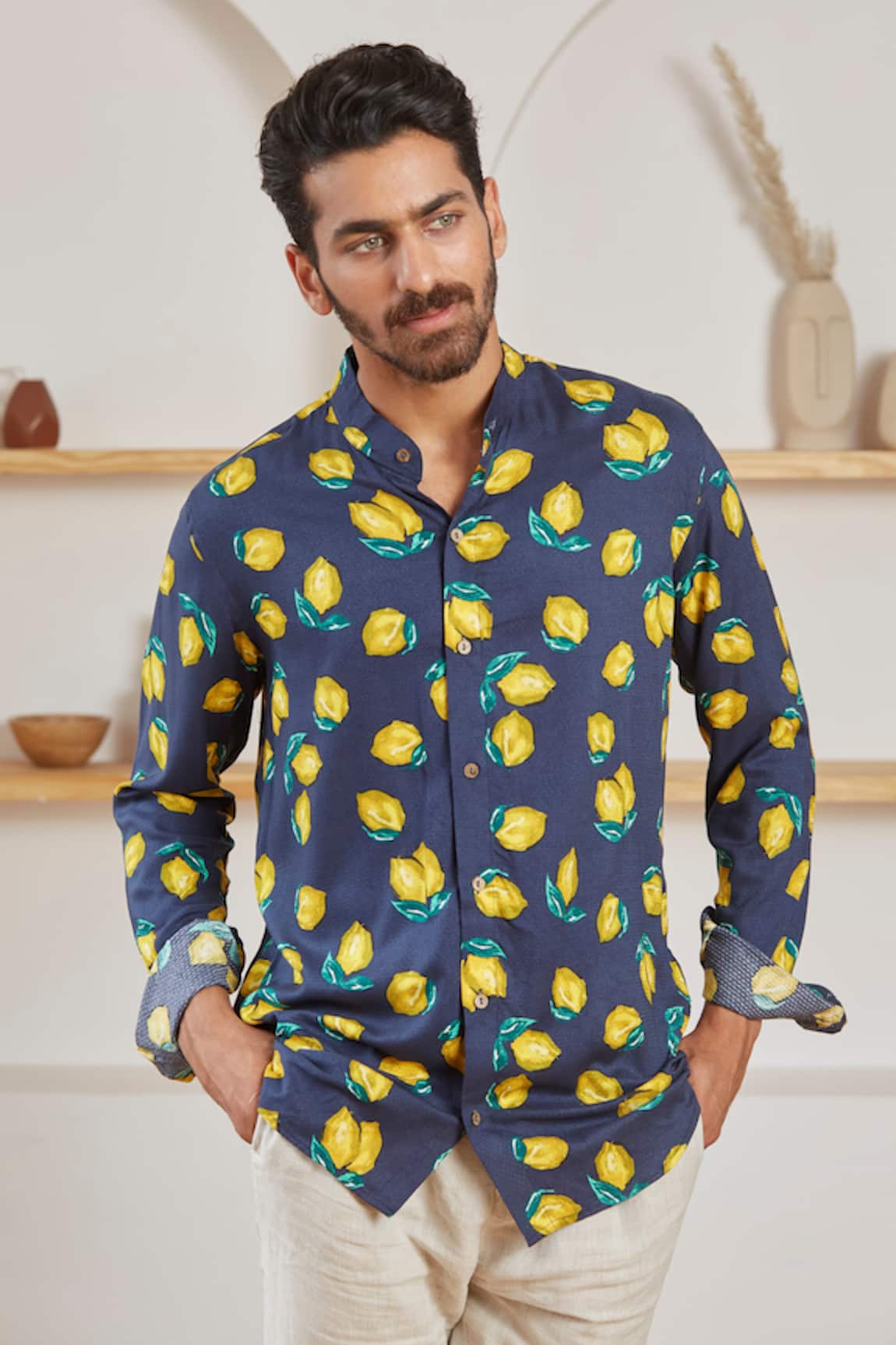 Label Kheerganga Juniper Lemon Print Wove Shirt