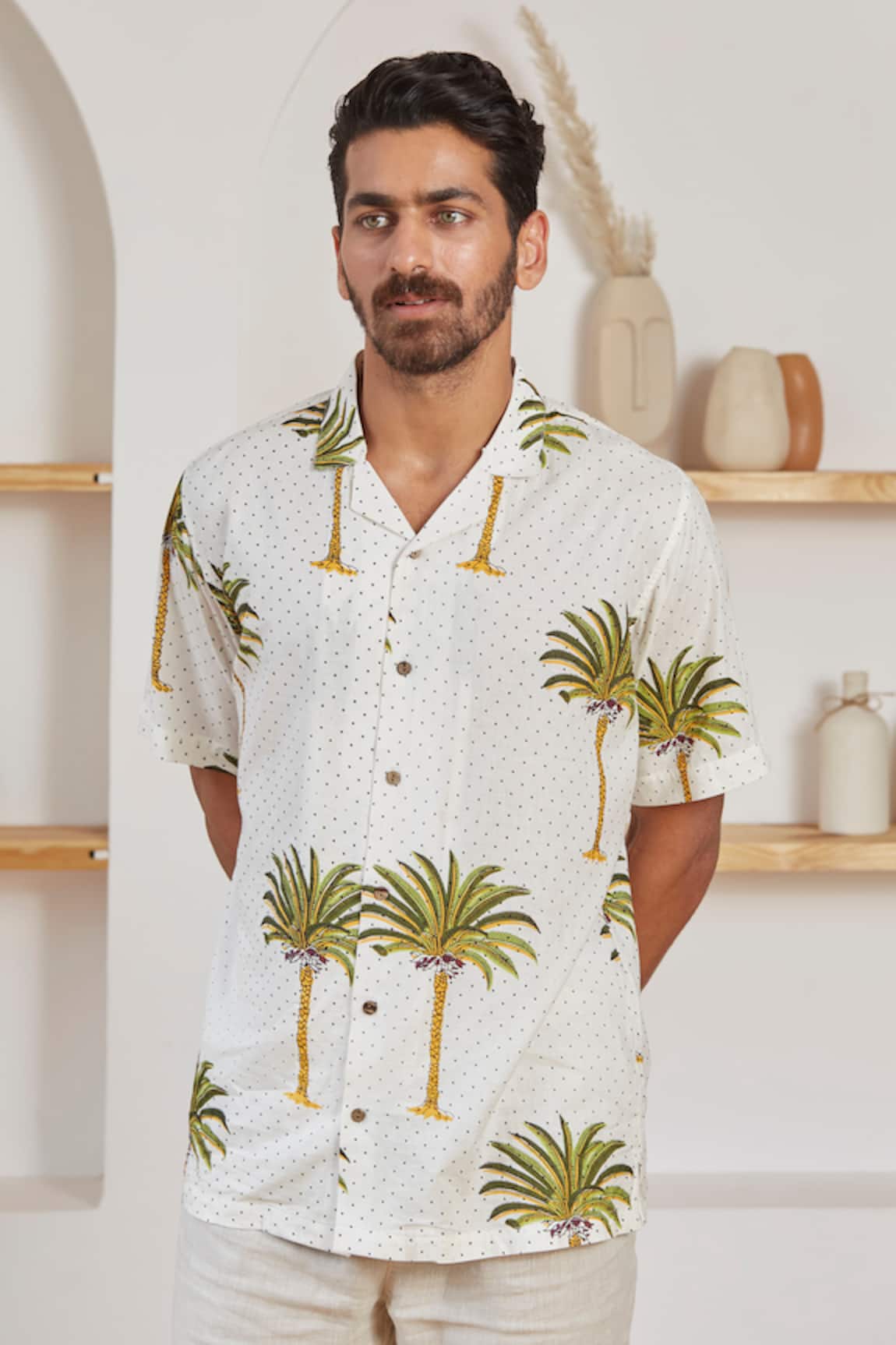 Label Kheerganga Palm & Polka Dots Print Woven Shirt