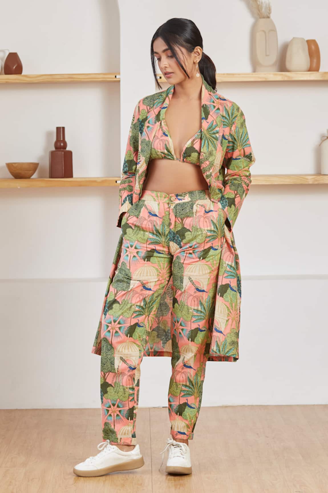 Label Kheerganga Mughal Garden & Bird Print Woven Co-ord Set