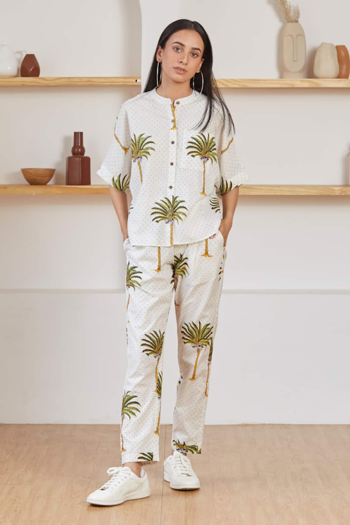 Label Kheerganga Palm & Polka Dots Print Woven Shirt