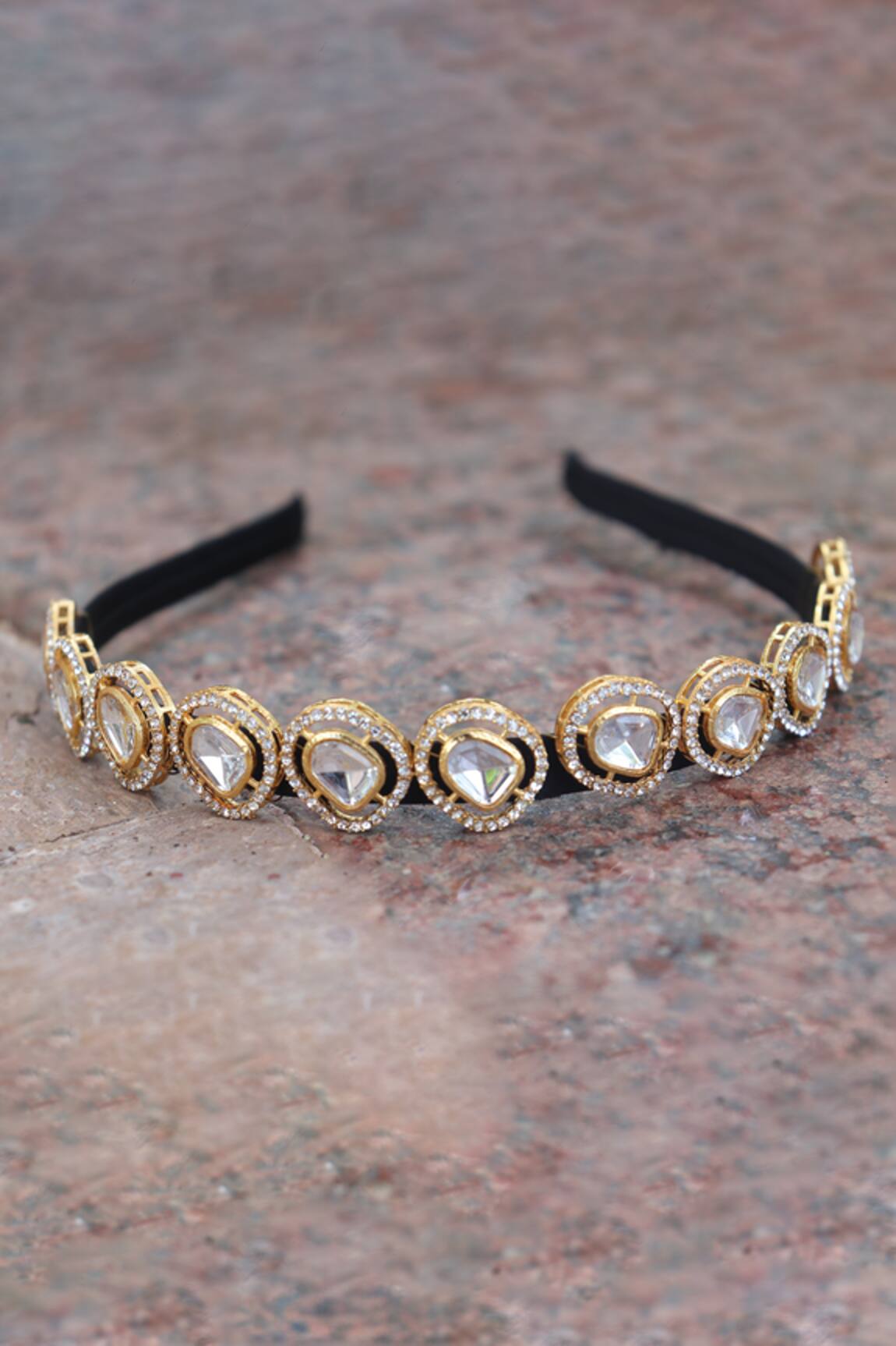 Foot Fuel Circular Crystal Studded Brooch Hairband 
