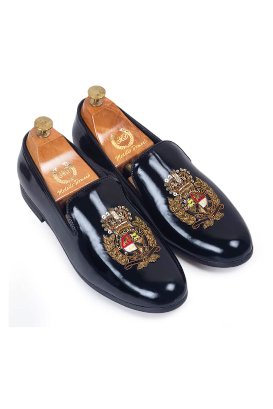 Domani Zardozi Embroidered Crest Slip Ons