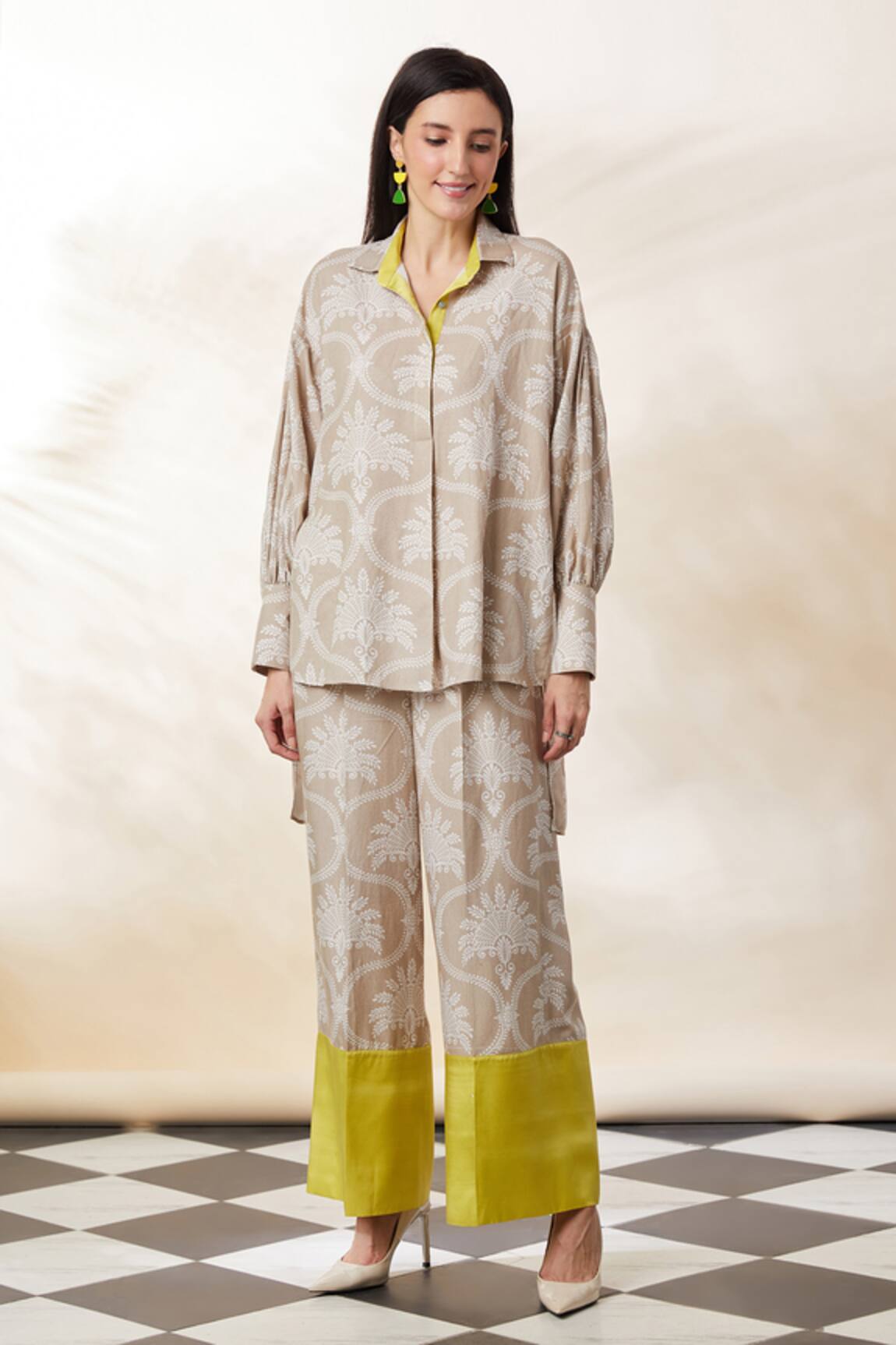 Seven Floral Print Shirt & Flared Pant Set