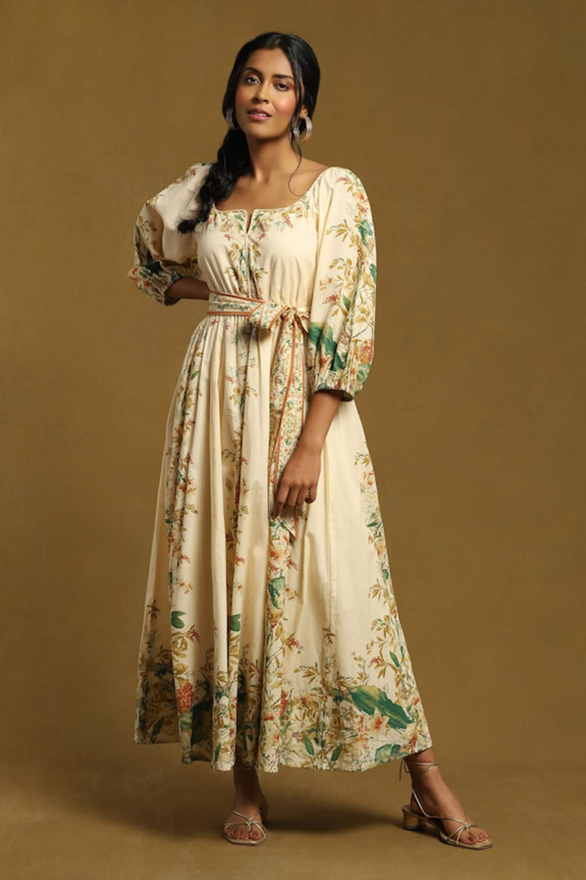 Ritu Kumar Floret Print Puff Sleeve Dress 