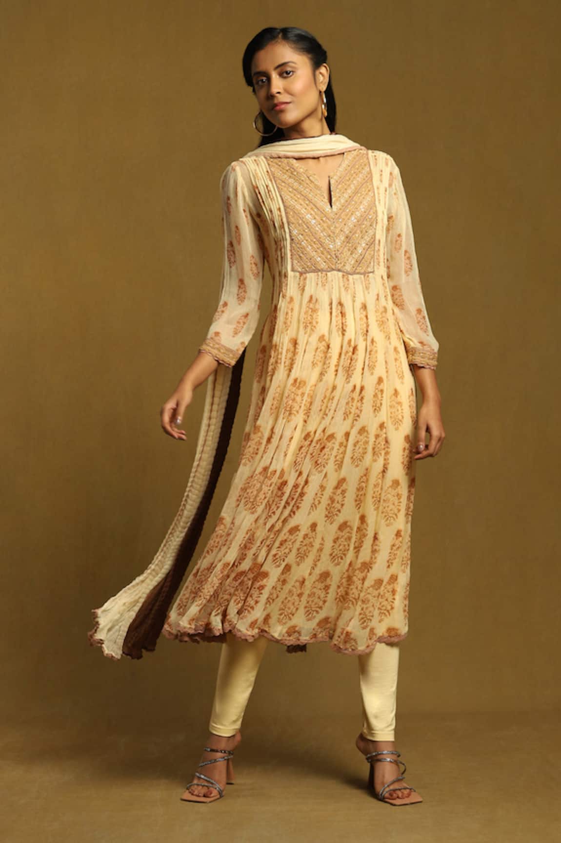 Ritu Kumar Floral Print A-Line Kurta Set