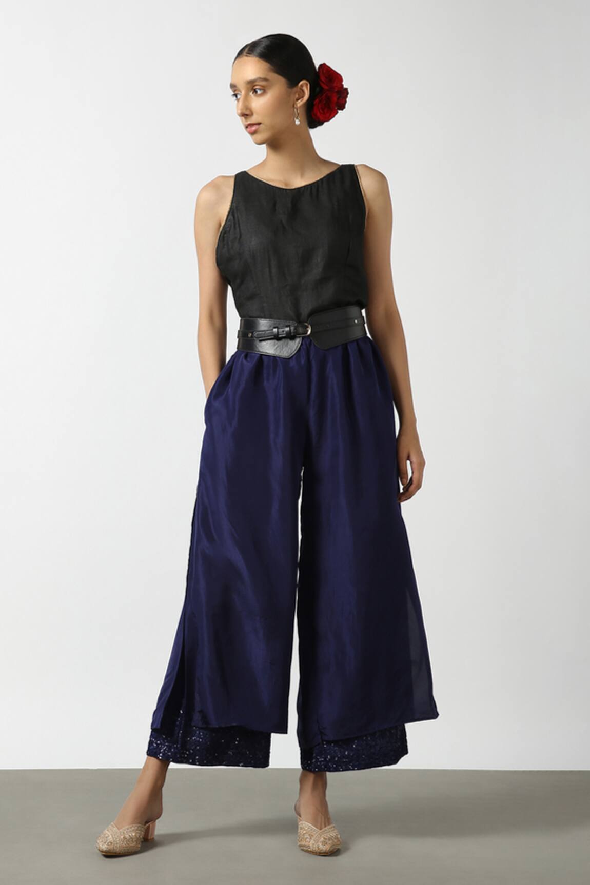 Latha Puttanna Silk Layered Sequin Work Pant