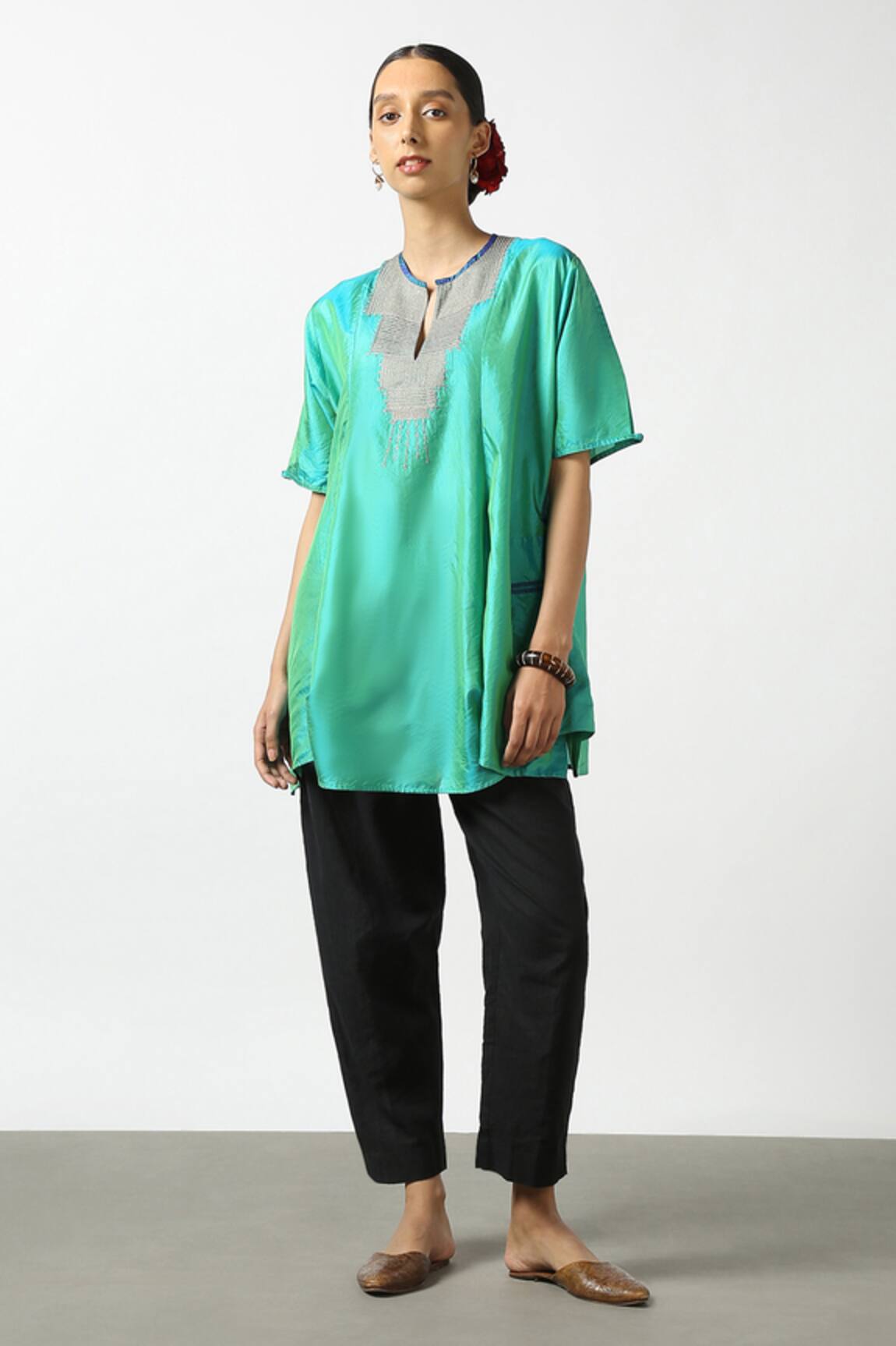 Latha Puttanna Dual Toned Silk Flared Phiran Tunic