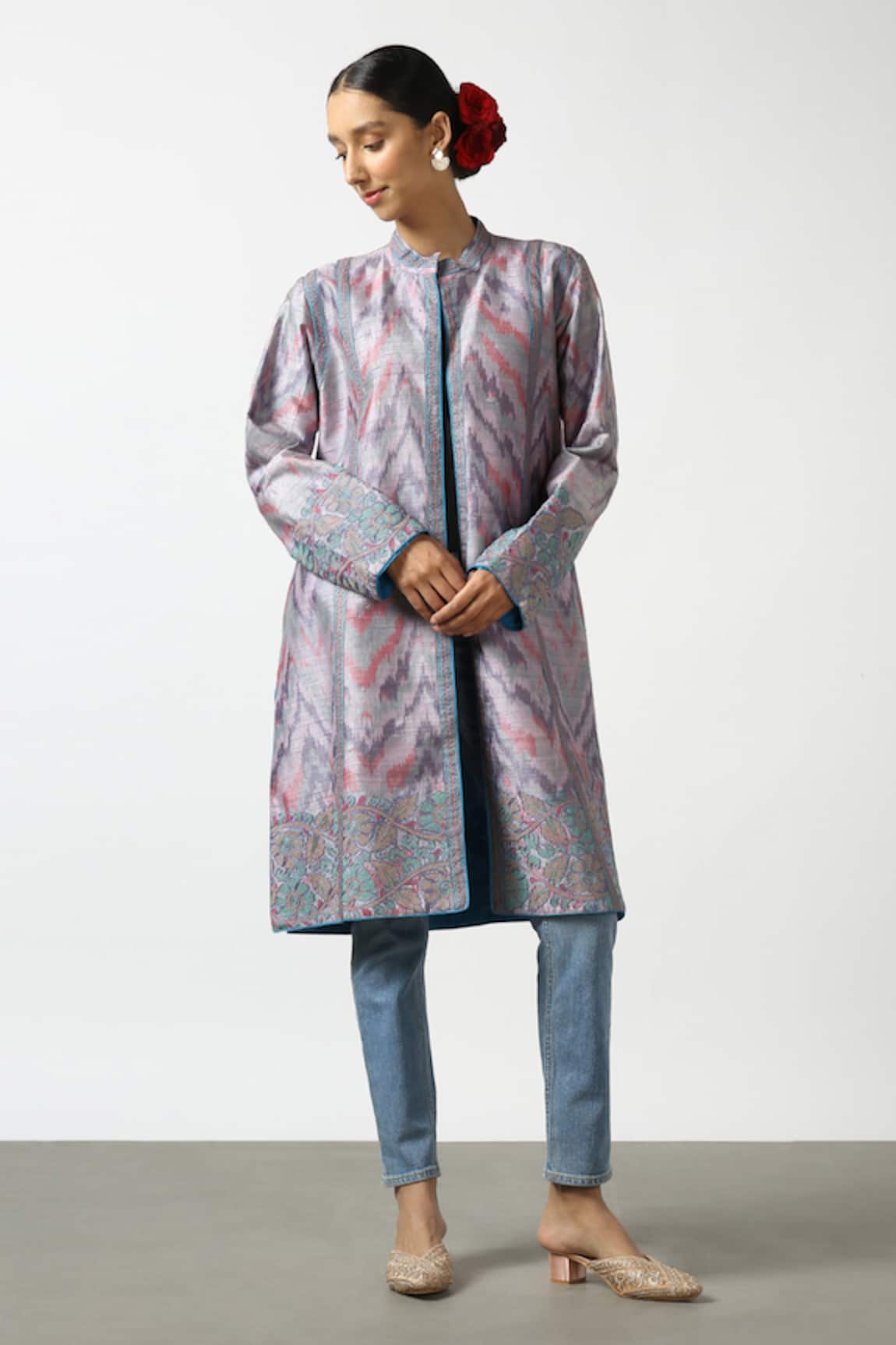 Latha Puttanna Ikat Embroidered Long Coat