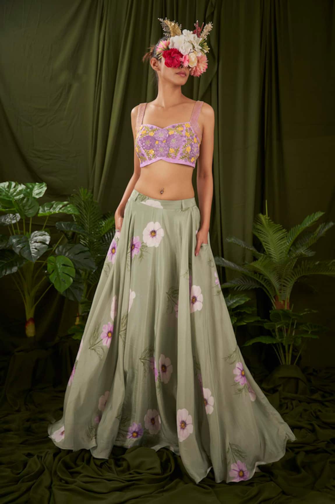 Pooja Bagaria Windflower Print Flared Skirt