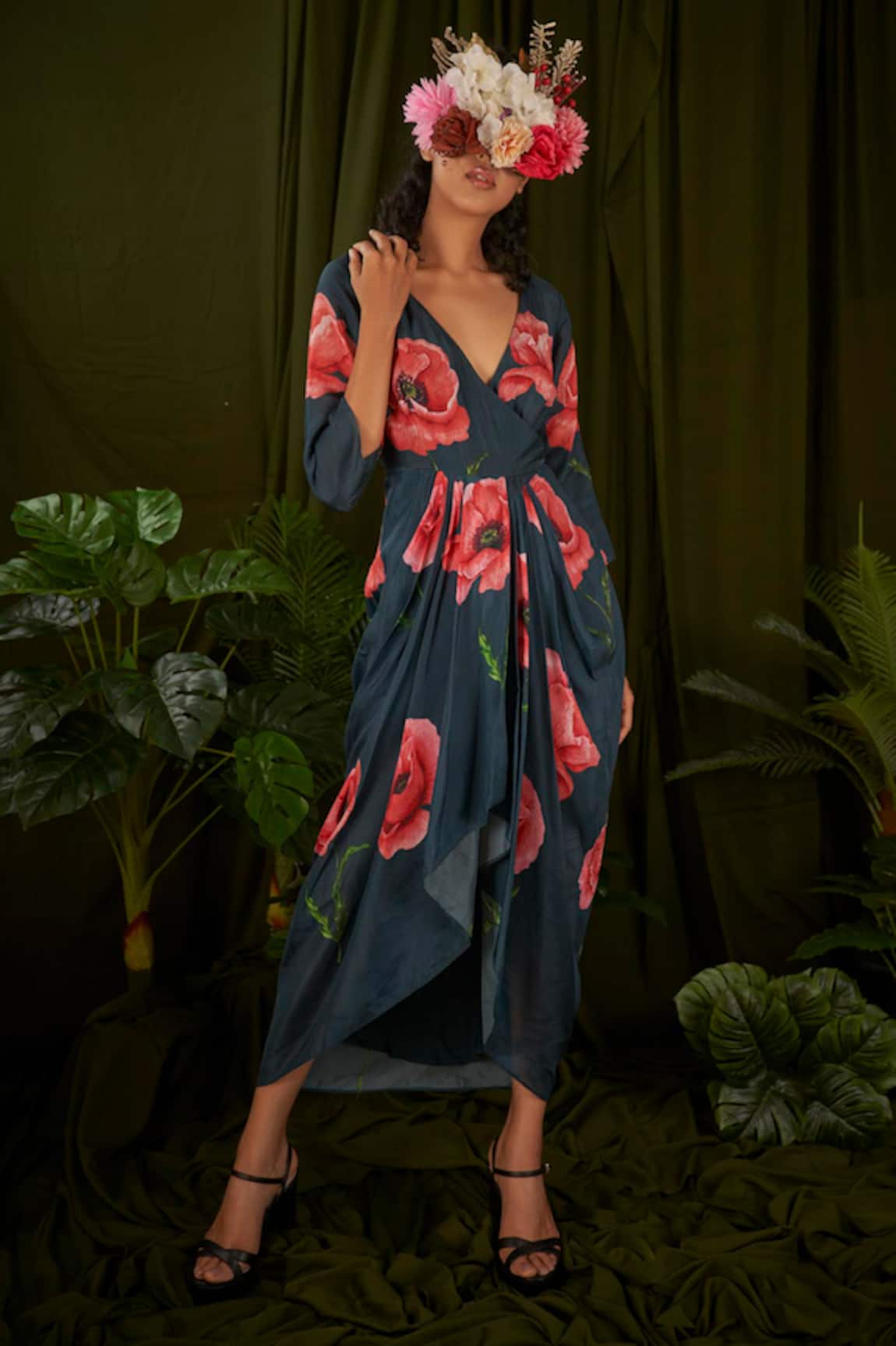 Pooja Bagaria Poppy Flower Print Dress