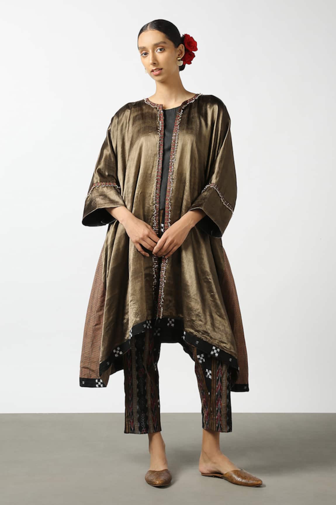 Latha Puttanna Long Ikat Embroidered Jacket