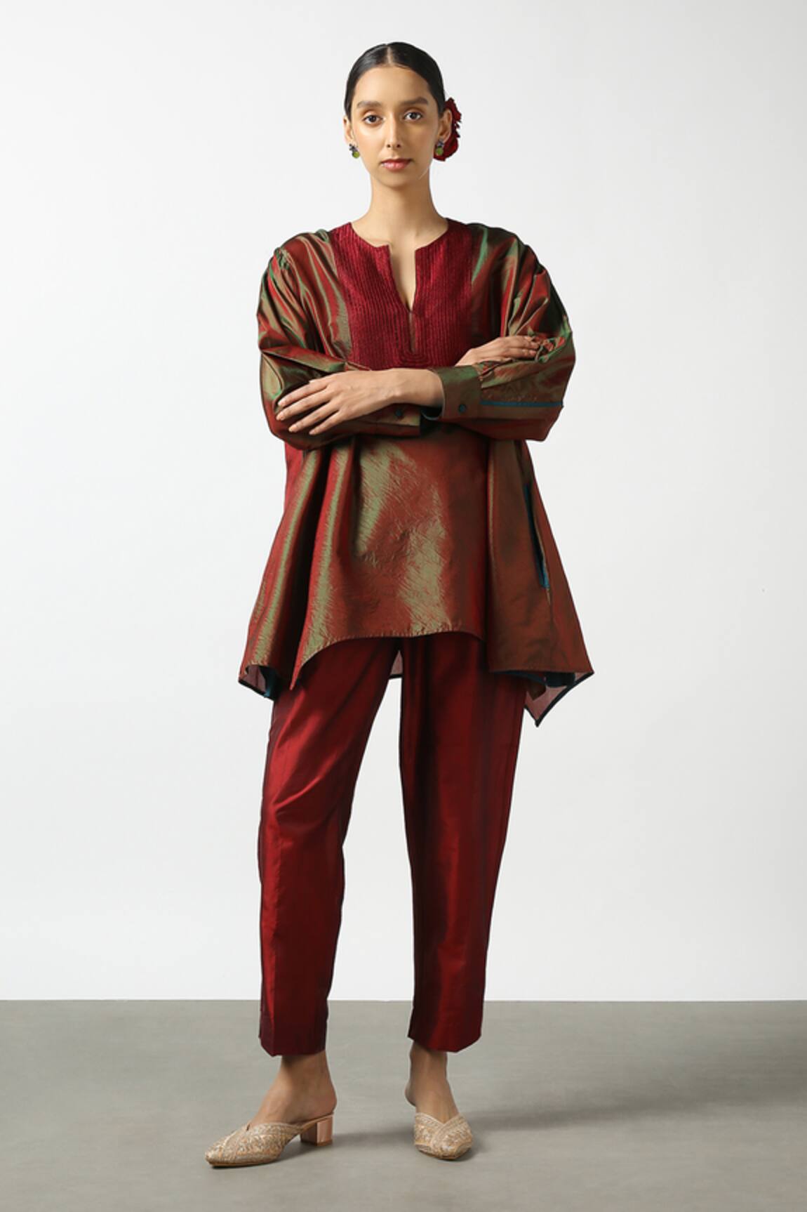 Latha Puttanna Dual Toned Silk Phiran Tunic