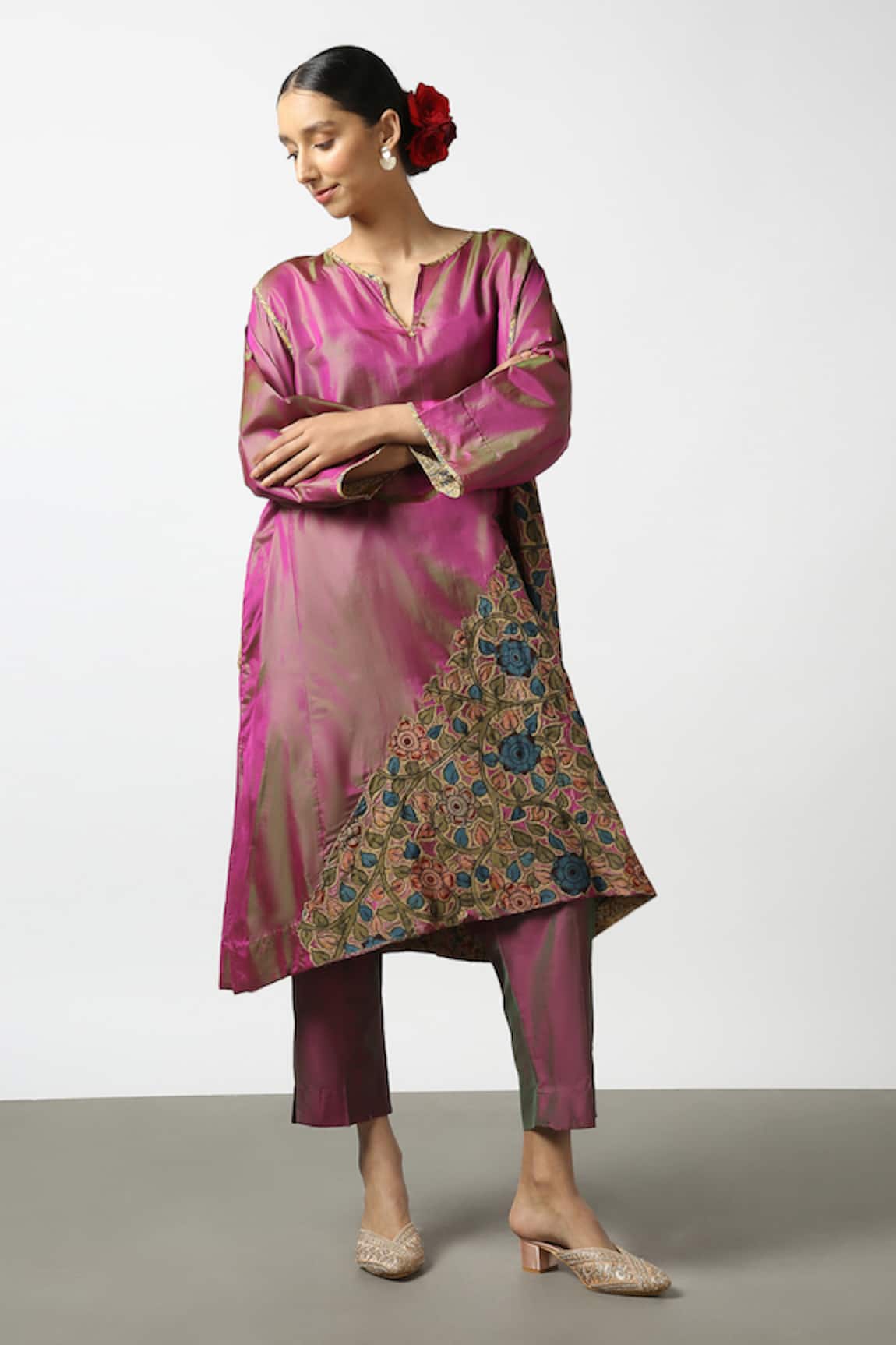 Latha Puttanna Applique Embroidered Kurta & Pant Set