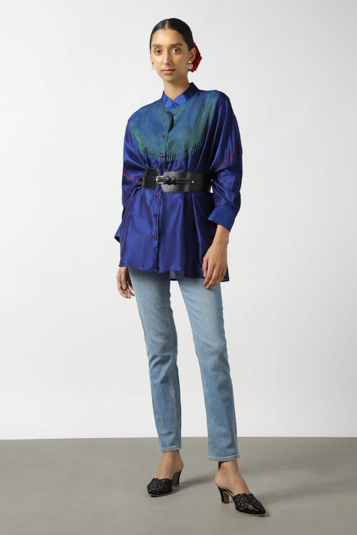 Latha Puttanna Dual Toned Silk Phiran Top