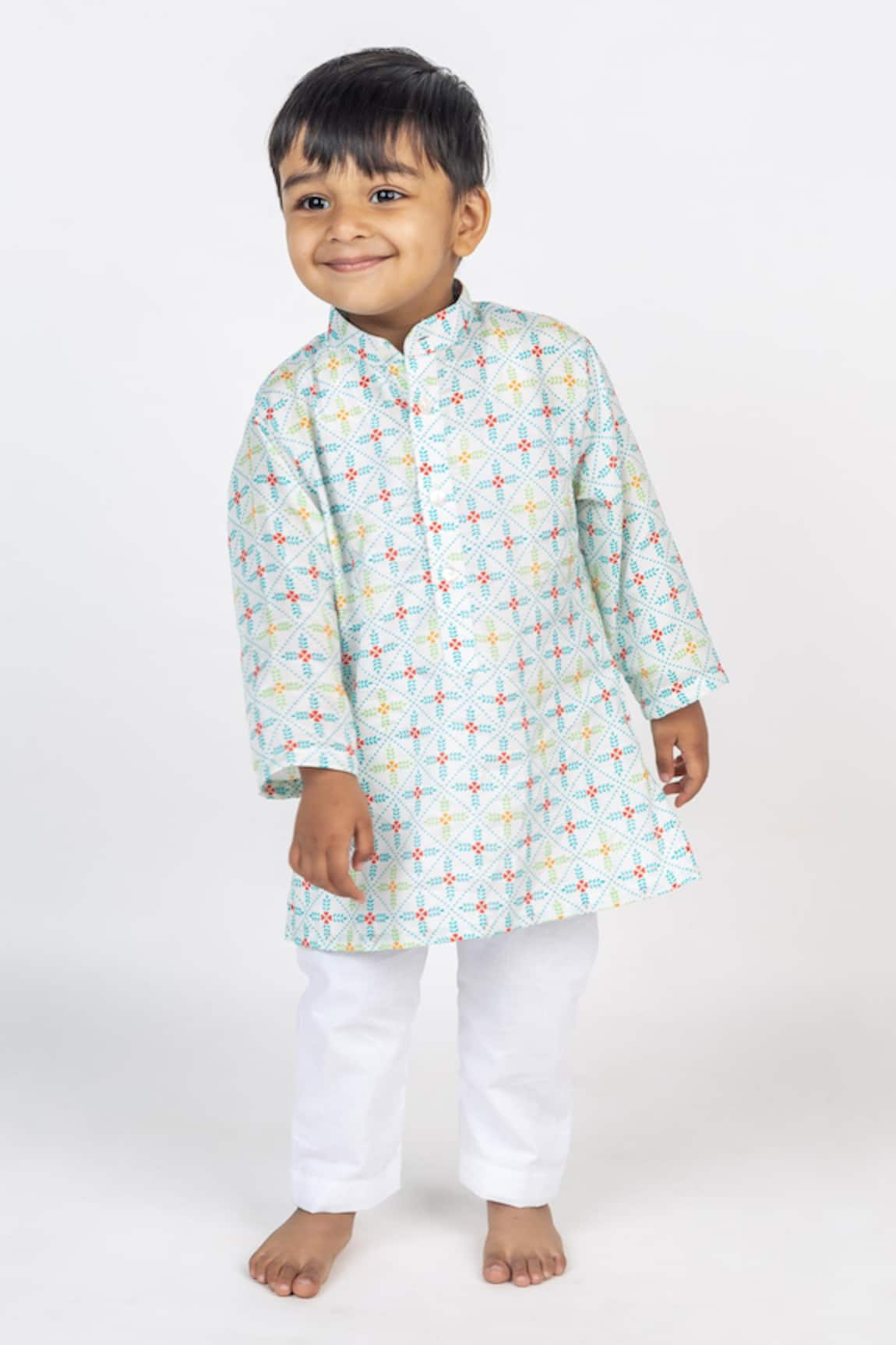 Mr Brat Geometric Jaal Print Kurta & Pant Set