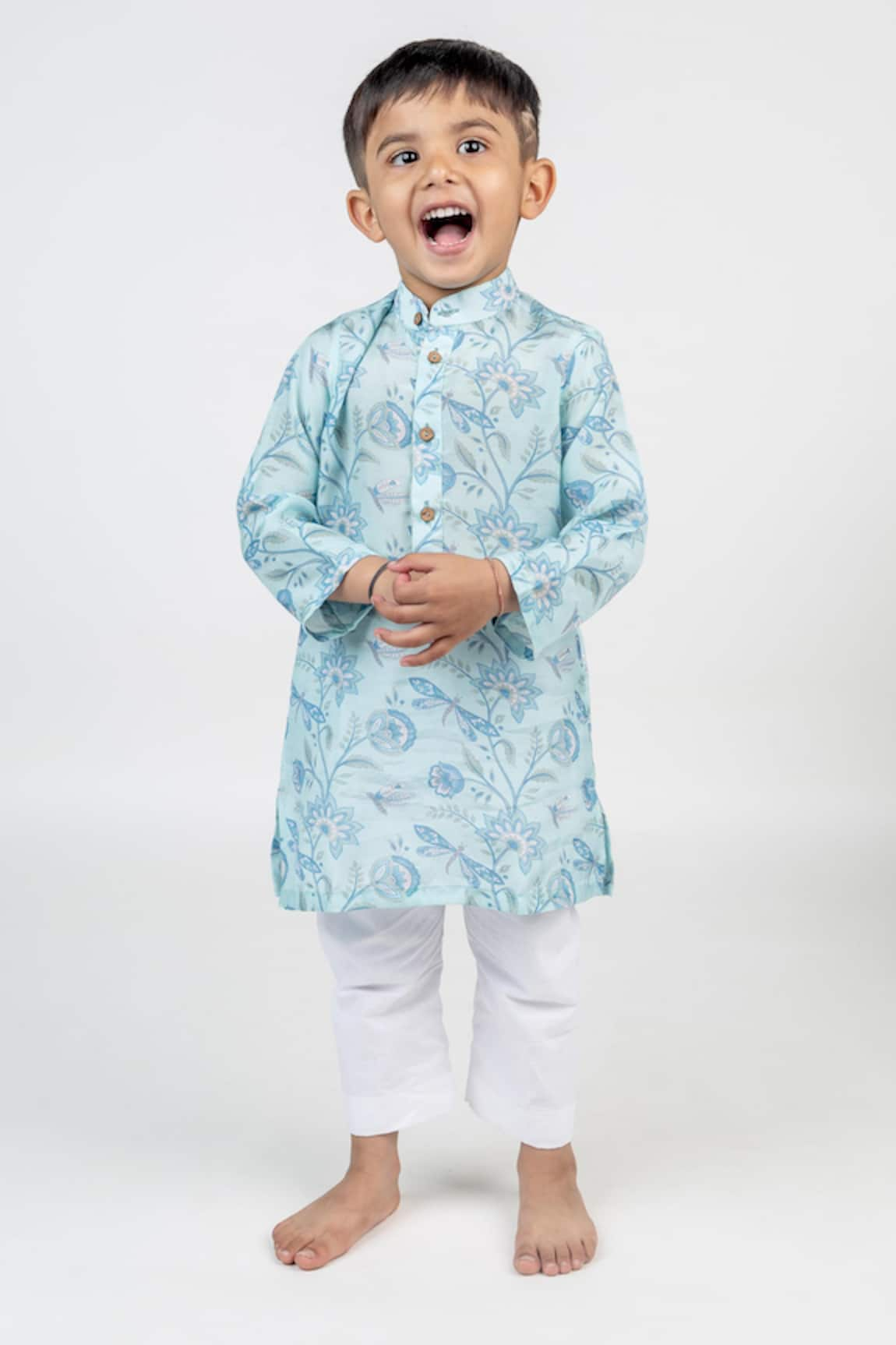 Mr Brat Floral & Dragon Fly Print Kurta Set