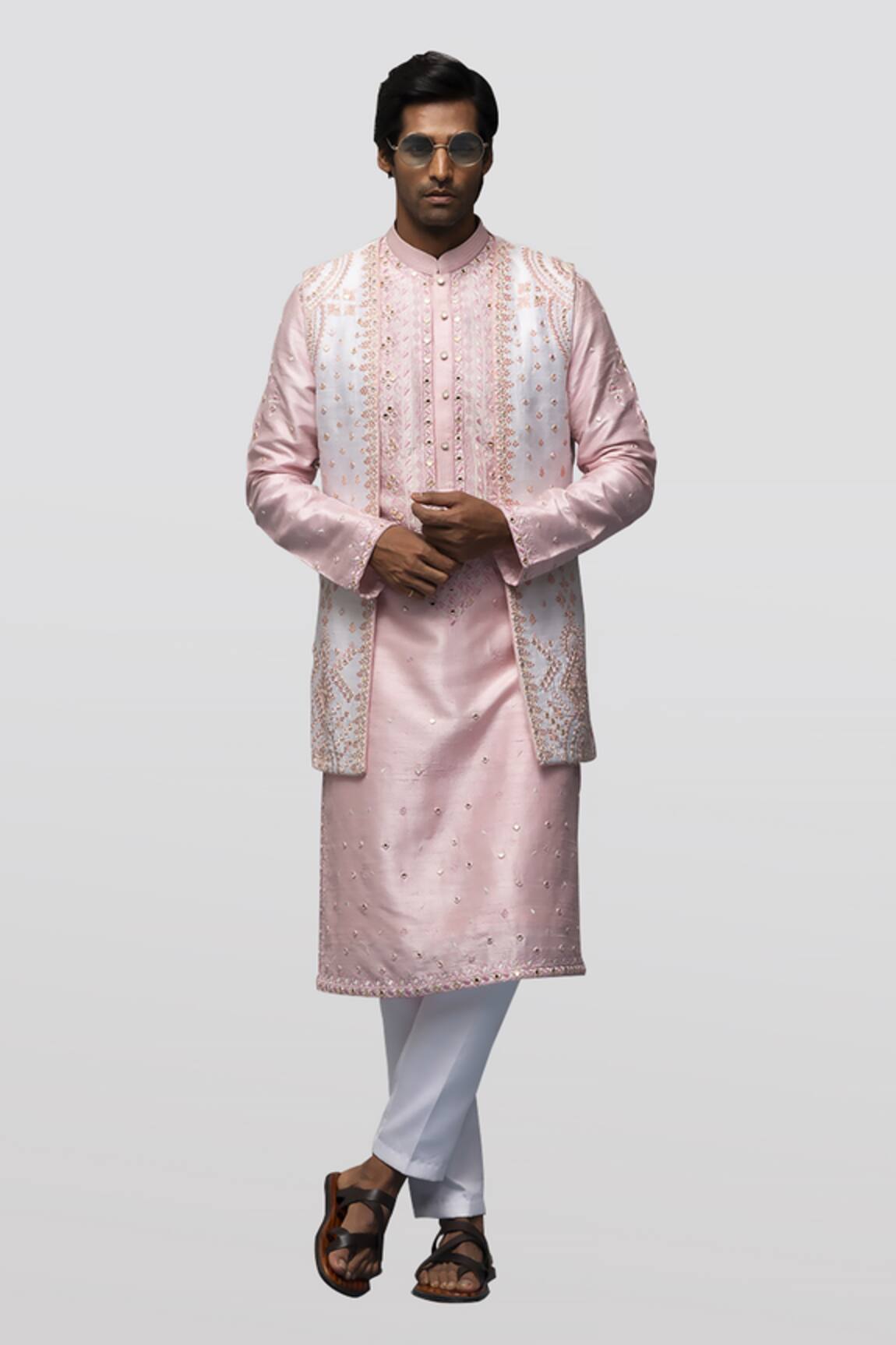 Asuka Pink Mirror Embroidered Kurta Set 