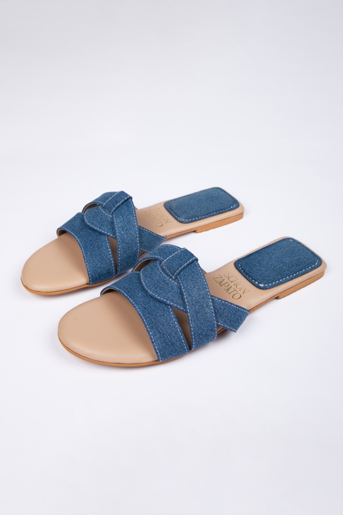 Schon Zapato Slide In Denim Detail Flats