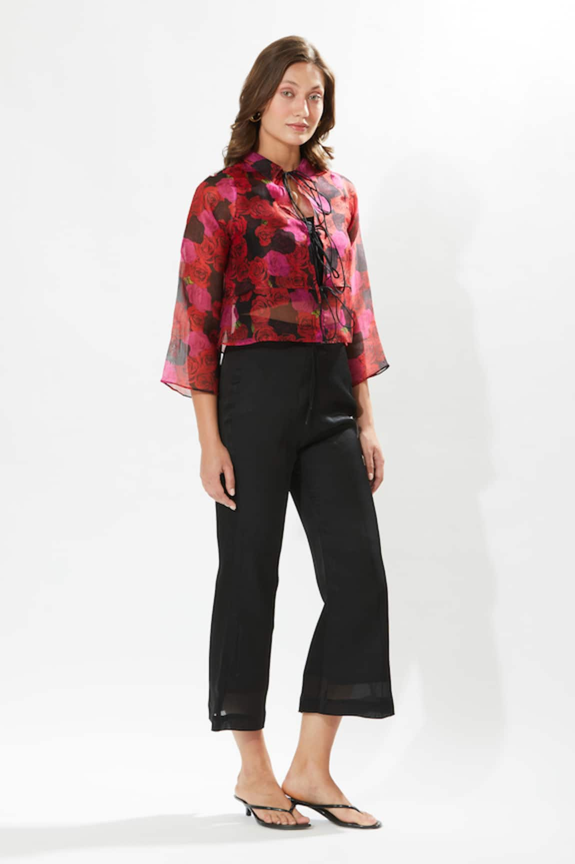 Meadow Rosa Print Tie-Up Jacket Pant Set