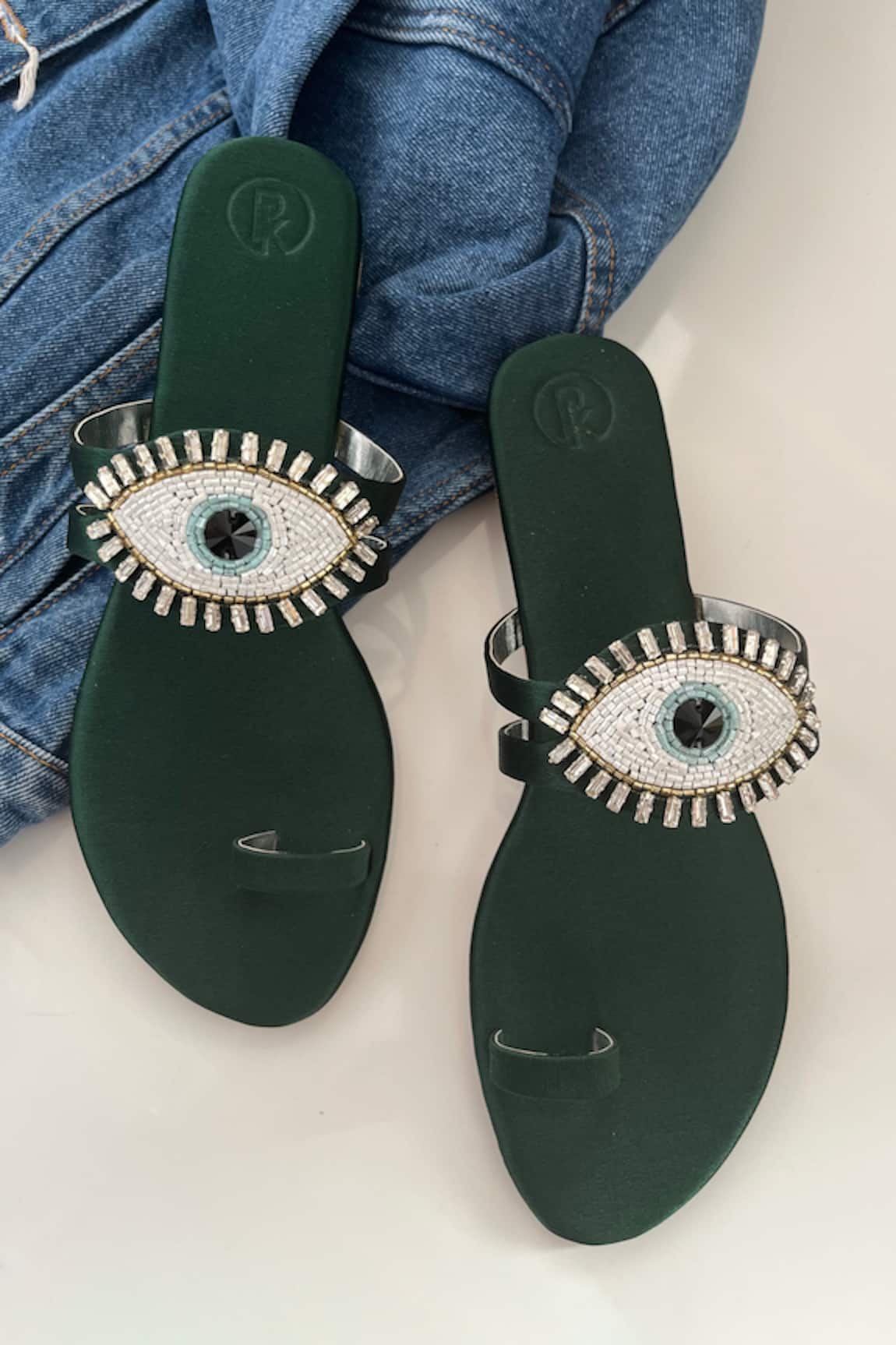 PREET KAUR Evil Eye Embroidered Strap Kolhapuris