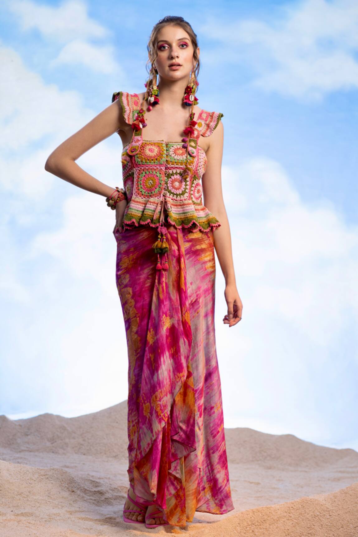 Capisvirleo Bonzo Tie-Dye Print Uneven Skirt