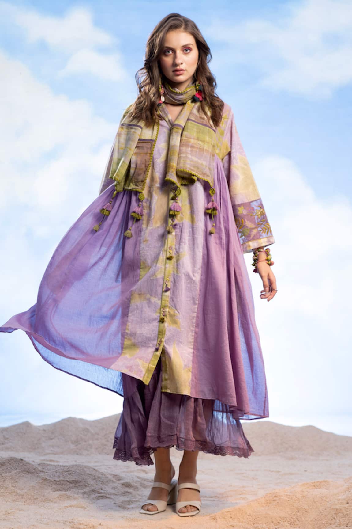 CAPISVIRLEO Diva Tie-Dye Print Dress With Stole