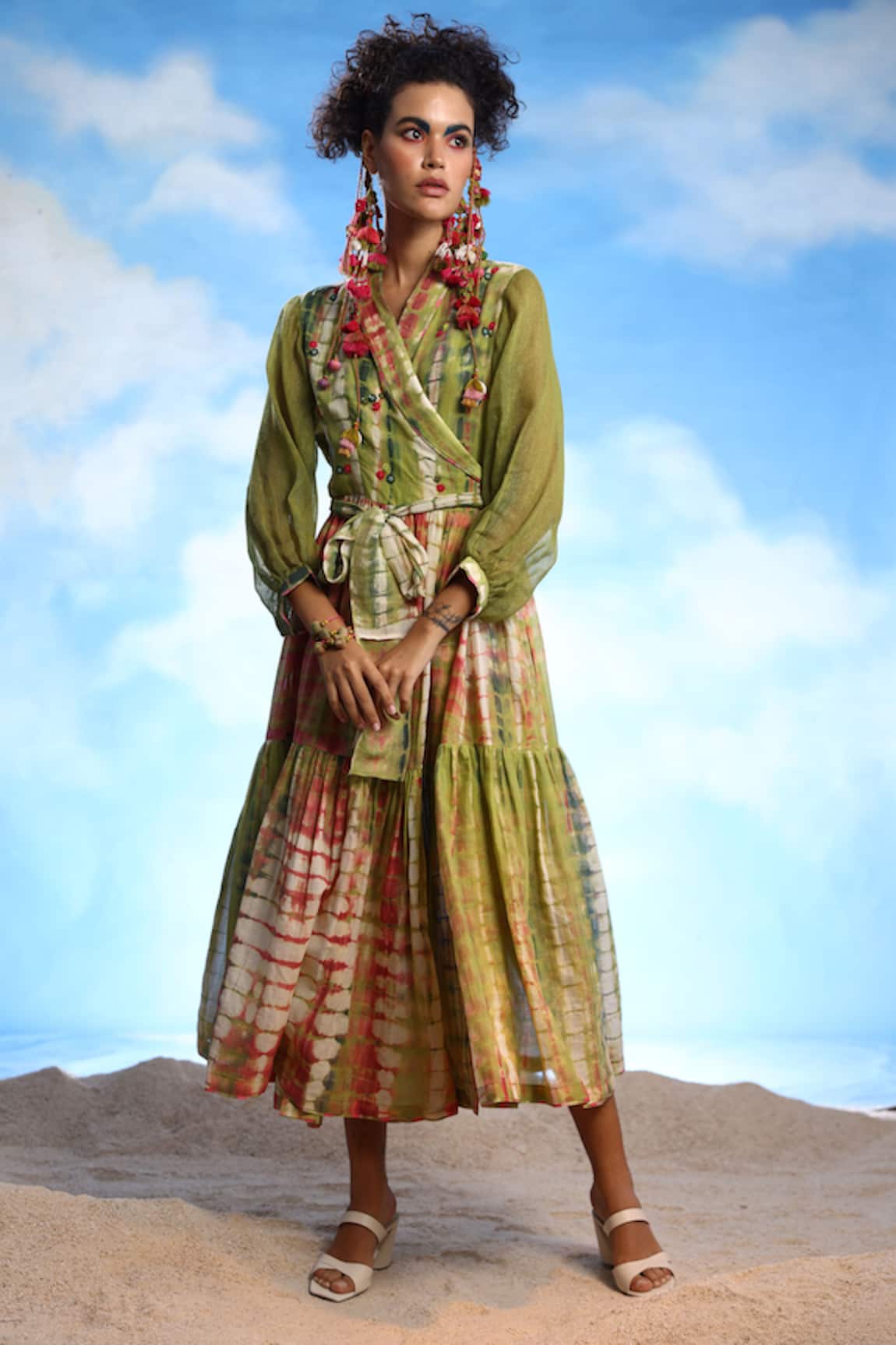 CAPISVIRLEO Lola Tie-Dye Print Dress With Belt 